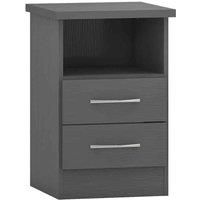 Seconique Nevada 2 Drawer Bedside - 3D Effect Grey, Grey