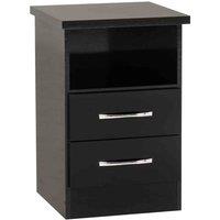 Seconique Nevada 2 Drawer Bedside - Black Gloss, Black