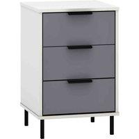 Seconique Madrid 3 Drawer Bedside - Grey White Gloss, Multi