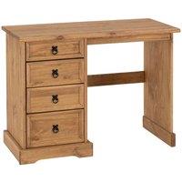 Seconique Corona 4 Drawer Dressing Table - Distressed Waxed Pine, Brown