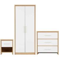 Seconique Seville Bedroom Set - White Gloss Light Oak Effect Veneer, White