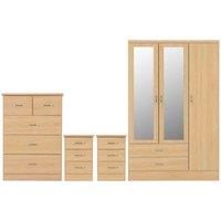 Seconique Nevada 3 Door 2 Drawer Wardrobe Bedroom Set - Sonoma Oak Effect, Brown