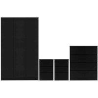 Seconique Malvern 3 Door Wardrobe Bedroom Set - Black, Black