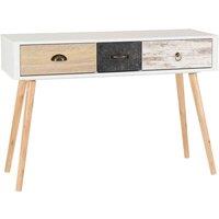 Seconique Nordic 3 Drawer Occasional Table - White Distressed Effect, Multi