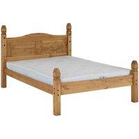 Seconique Corona 4'6inch Low End Bed - Distressed Waxed Pine, Brown