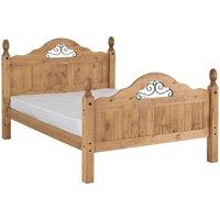 Seconique Corona Scroll 4'6inch High End Bed - Distressed Waxed Pine, Brown