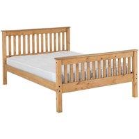 MONACO DOUBLE 4ft6 HIGH FOOT END DISTRESSED WAXED PINE WOOD BED FRAME