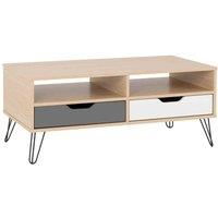 Seconique Bergen 2 Drawer Coffee Table - Oak Effect White Grey, Multi