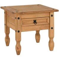 Seconique Corona 1 Drawer Lamp Table - Distressed Waxed Pine, Brown