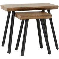 Seconique Quebec Wave Edge Nest Of Tables - Medium Oak Effect, Brown