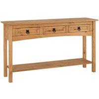 Seconique Corona 3 Drawer Console Table With Shelf - Distressed Waxed Pine, Brown
