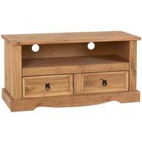 Seconique Corona 2 Drawer Flat Screen Tv Unit no Shelf - Distressed Waxed Pine, Brown