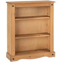 Seconique Corona Low Bookcase - Distressed Waxed Pine, Brown