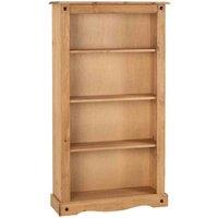 Seconique Corona Medium Bookcase - Distressed Waxed Pine, Brown