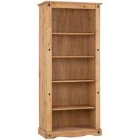 Seconique Corona Tall Bookcase - Distressed Waxed Pine, Brown