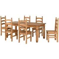 Seconique Corona 6' Dining Set - Distressed Waxed Pine, Brown