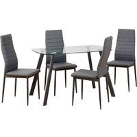 Seconique Abbey Small Dining Set - Clear Glass Grey Grey Pu, Grey