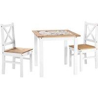 Seconique Salvador 1 2 Tile Top Dining Set - White Distressed Waxed Pine, Multi
