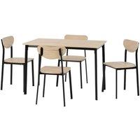 Seconique Riley Large Dining Set - Black Light Oak Effect Veneer, Black