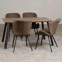 Seconique Quebec Straight Edge Dining Set - Medium Oak Effect Brown Pu, Brown