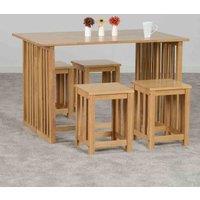 Seconique Richmond Foldaway Dining Set With 4 Stools - Oak Varnish, Brown
