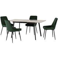 Seconique Avery Extending Dining Set - Concrete Emerald Green Velvet, Green