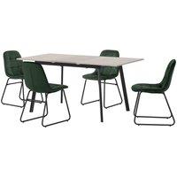 Seconique Avery & LUKas Extending Dining Set - Concrete Emerald Green Velvet, Green