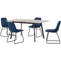 Seconique Avery & LUKas Extending Dining Set - Concrete Sapphire Blue Velvet, Blue