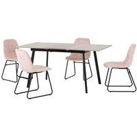 Seconique Avery & LUKas Extending Dining Set - Concrete Baby Pink Velvet, Pink