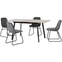 Seconique Avery & LUKas Extending Dining Set - Concrete Grey Velvet, Grey