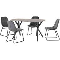 Seconique Athens Rect & LUKas Dining Set - Concrete Grey Velvet, Grey