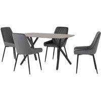 Seconique Athens Rect & Avery Dining Set - Concrete Grey Velvet, Grey