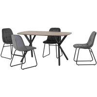 Seconique Athens Rect & LUKas Dining Set - Medium Oak Effect Grey Velvet, Grey