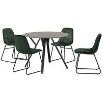 Seconique Athens Round & LUKas Dining Set - Concrete Emerald Green Velvet, Green