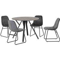 Seconique Athens Round & LUKas Dining Set - Concrete Grey Velvet, Grey