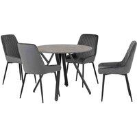 Seconique Athens Round & Avery Dining Set - Concrete Grey Velvet, Grey