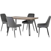 Seconique Quebec Wave & Avery Dining Set - Medium Oak Effect Grey Velvet, Grey