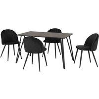 Seconique Marlow Dining Set - Black Marble Black Velvet, Black
