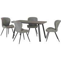 Seconique Quebec Wave Edge Dining Set - Black Wood Grain Grey Pu, Black