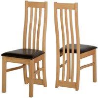 Seconique Ainsley Dining Chair X 2- Oak Veneer Brown Pu, Brown