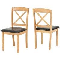 Seconique Mason Dining Chair X 2 - Oak Varnish Brown Pu, Brown