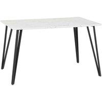 Seconique Marlow Dining Table - White Marble Effect, White