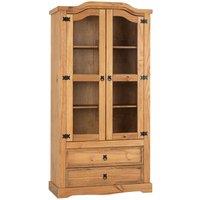 Seconique Corona 2 Door 2 Drawer Glass Display Unit - Distressed Waxed Pine Glass