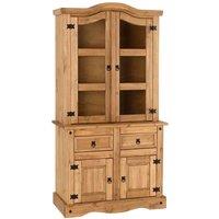 Seconique Corona 3' Buffet Hutch - Distressed Waxed Pine Glass, Brown