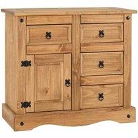 Seconique Corona 1 Door 4 Drawer Sideboard - Distressed Waxed Pine, Brown