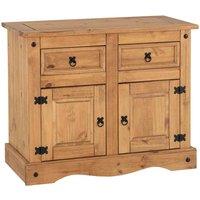 Seconique Corona 2 Door 2 Drawer Sideboard - Distressed Waxed Pine, Brown