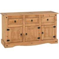 Seconique Corona 3 Door, 3 Drawer Sideboard Distressed Pine, Brown