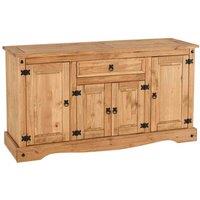 Seconique Corona 4 Door 1 Drawer Sideboard - Distressed Waxed Pine, Brown