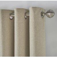 Essential Living Linen Look Eyelet Ring Top Blackout Curtains Beige 110cm x 137cm, Brown