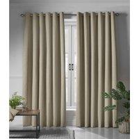 Essential Living Linen Look Eyelet Ring Top Blackout Curtains Beige 161cm x 183cm, Brown